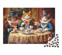 Elegante Fiesta de té de Gato 1000 Pieza Rompecabezas De Bricolaje Adultos Niños 12 Años Divertido Juego De Familia Hermosa Decoración Regalo 70x50cm/1000pcs