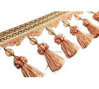 Elegante fleco trenzado de 2 metros con cuentas for decoración del hogar. for cortinas, manteles y manualidades.(Orange)