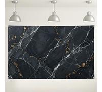 Elegante fondo de mármol negro, elegante fondo de patrón geométrico, detalles dorados para fotografía, decoración moderna de eventos para fiestas, 71 x 43 pulgadas