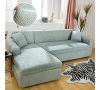 Elegante funda de sofá elástica antideslizante y resistente a los arañazos, tela azul y verde de 2 plazas y 3 plazas, perfecta para decoración y protección del hogar