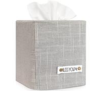 Elegante funda para caja de pañuelos - Este soporte de lino gris cubre instantáneamente tus cajas de pañuelos cuadradas, la funda perfecta para tu baño y hogar