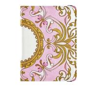 Elegante funda protectora de piel con diseño floral dorado melocotón para pasaporte, funda protectora ligera para vacunas, Elegante patrón floral dorado melocotón, 1 size