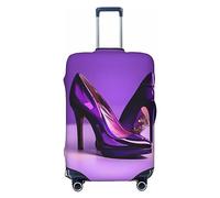 Elegante funda protectora para maleta, con estampado de lápiz labial, color morado, para equipaje de viaje, lavable, antiarañazos, Black, XL