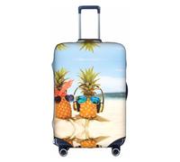 Elegante funda protectora para maleta, elástica, para playa, dos piñas, estampado de mar, accesorios de viaje, equipaje elástico, White, XL