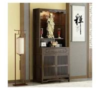 Elegante gabinete de altar de bambú con almacenamiento - Nicho compacto de Buda chino for prácticas espirituales y decoración del hogar(Single-layer Carved Door)