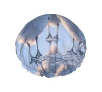 Elegante gorro de ducha con diseño de aves marinas, reutilizable, para trenzas, pelo largo