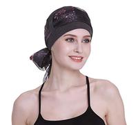 Elegante gorro de quimioterapia con bufandas sedosas para mujeres con cáncer, pérdida de cabello, gorro para dormir, Dark Health Grey, Talla única
