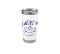 Elegante gráfico deportivo vintage para miembros de Badminton Country Club Vaso térmico de acero inoxidable de doble pared