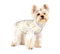 Elegante Guepardo Leopardo Blanco Dorado,Camiseta de algodón sin Mangas para Mascotas, Chaleco Transpirable, Suave y elástico para Cachorros,S