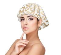 Elegante guepardo leopardo blanco dorado,Gorro de dormir de satén para adultos - Gorro de dormir elástico para mujer, cubrecabello nocturno