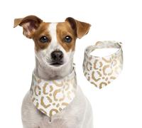 Elegante Guepardo Leopardo Blanco Dorado,Pañuelos de algodón para Perros, Bufandas Ajustables para Mascotas,L