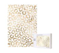 Elegante Guepardo Leopardo Blanco Dorado,Rompecabezas de Madera de 300 Piezas para Adultos y Adolescentes.