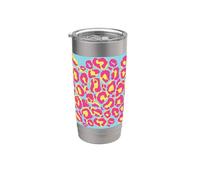 Elegante guepardo rosa amarillo leopardo animal patrón Vaso térmico de acero inoxidable de doble pared