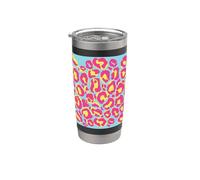 Elegante guepardo rosa amarillo leopardo animal patrón Vaso térmico de acero inoxidable de doble pared