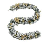 Elegante guirnalda de Navidad preiluminada con decoraciones blancas y doradas, agujas de pino, bayas y bolas para chimenea, puerta y escalera (1,5 metros plateado)
