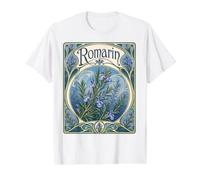 Elegante Hierba Botánica Romarin Romero Vintage Camiseta gráfica económica, Hombre, Blanco, M
