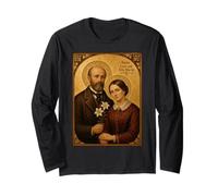 Elegante Icono católico de los Santos Luis y Celia Martín Manga Larga