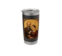 Elegante icono católico de los santos Luis y Celia Martín Vaso térmico de acero inoxidable de doble pared