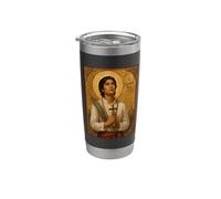Elegante Icono Católico de San Lorenzo Ruiz Vaso térmico de acero inoxidable de doble pared