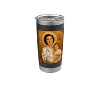 Elegante icono católico de Santa Gianna Beretta Molla Vaso térmico de acero inoxidable de doble pared