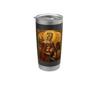 Elegante icono católico de Santa Isabel de Hungría Vaso térmico de acero inoxidable de doble pared