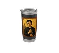 Elegante icono católico de Santo Domingo Savio Vaso térmico de acero inoxidable de doble pared