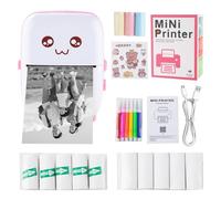 Elegante impresora de bolsillo, mini dispositivo inalámbrico, 13 rollos de papel incluidos, equipo térmico portátil para fotografías, notas, planes trabajo negocios, diarios, estudiantes, adolescentes