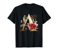 Elegante Inicial Floral A Christmas Vibes Camiseta