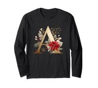 Elegante Inicial Floral A Christmas Vibes Manga Larga