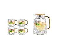 Elegante Jarra de agua de vidrio con filtro Jarra turca Jarra de agua fría de acero inoxidable Vasos de cristal Hervidor for el hogar Leonodesa con grifo Juego de tetera(1.5L)