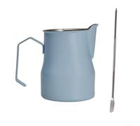Elegante jarra de espuma de leche de café de 450 ml en acero inoxidable para crear hermosas bebidas (azul claro)