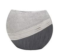 Elegante jarrón de cerámica Decorativo Moderno en Color Gris Plateado. Dimensiones: 21 x 8 x 25 cm.