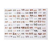 Elegante juego de 100 pares de aretes y aretes de varios estilos para mujeres y niñas, juego de joyería simple, talla única, como se describe, como se describe