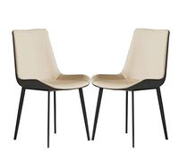 Elegante juego de 2 sillas de comedor con respaldo alto, marco de metal duradero con asiento y respaldo acolchados, muebles de cocina modernos de fácil montaje