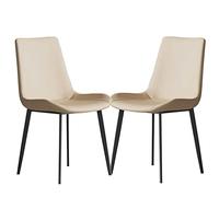 Elegante juego de 2 sillas de comedor de metal, respaldo alto con asiento y respaldo acolchados, duraderas y fáciles de montar, perfectas para decoración moderna de comedor