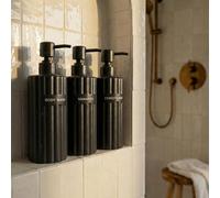 Elegante Juego de 3 dispensadores de champú y acondicionador, Modernas Botellas de jabón de Ducha de 21 onzas con Bomba y Etiquetas, dispensadores de jabón Corporal fáciles de Rellenar para una