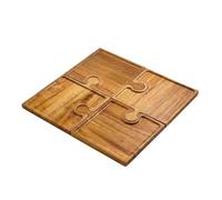 Elegante juego de 4 bandejas de madera para rompecabezas, ideal para exhibir carne, queso y frutas en reuniones, bandeja personalizable para servir
