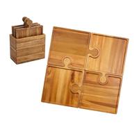 Elegante juego de 4 bandejas de madera para rompecabezas, ideal para exhibir carne, queso y frutas en reuniones, bandeja personalizable para servir