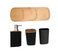 Elegante juego de accesorios de baño, 4 piezas, dispensador de champú hidráulico, soporte para cepillo de dientes, taza de boca, soporte esencial para cepillo de inodoro