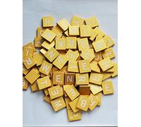 Elegante juego de azulejos de madera de Scrabble dorado metálico con letras blancas, 100 azulejos ~ reemplazo de juegos, álbumes de recortes, manualidades, mensajes, etc.