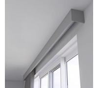 Elegante Juego de Barras para Cortinas Grises 3 en 1, Sistema de riel metálico con Placa Decorativa, Montaje en Pared o Techo, riel Individual de 100 cm (3,3 pies), Ideal para la decoración
