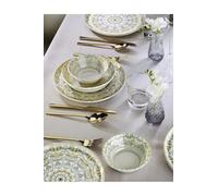 Elegante juego de cena de 12 piezas, 100% porcelana, incluye 4 platos de servicio (25 cm), 4 cuencos (14 cm), 4 platos (19 cm), apto para lavavajillas y microondas, perfecto para cualquier ocasión