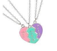 Elegante juego de collar con colgante de corazón de 3 piezas, decoración para celebrar la amistad entre amigos cercanos y seguidores de tendencia, colgante de rompecabezas de corazón