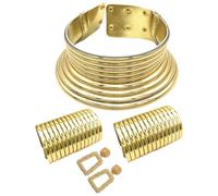 Elegante juego de collar dorado inspirado en la tribu de cuello largo que establece tendencia, gargantilla étnica y colgante de oreja para amantes de la moda, cómodo de llevar, talla única, como se