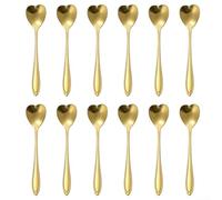 Elegante juego de cucharas de café, diseño en forma de corazón hecho de acero inoxidable pulido para un uso atemporal (dorado)