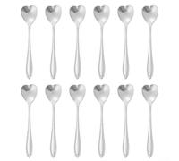Elegante juego de cucharas de café, diseño en forma de corazón hecho de acero inoxidable pulido para un uso atemporal (plata)