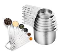 Elegante juego de medición con detalle de sello, juego de cucharas de cocina de acero inoxidable con soportes para anillos, cucharas de tarro de especias