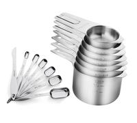 Elegante juego de medición con detalle de sello, juego de cucharas de cocina de acero inoxidable con soportes para anillos, cucharas de tarro de especias