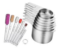 Elegante juego de medición con detalle de sello, juego de cucharas de cocina de acero inoxidable con soportes de anillos, herramienta de grado alimenticio