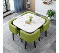 Elegante juego de mesa de comedor de madera para 4 personas con sillas, ideal para sala de estar, comedor y cocina, mejora tu experiencia gastronómica con un diseño moderno